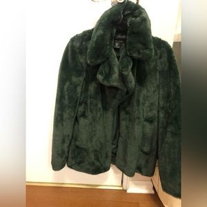 Rachel Zoe Forest Green Faux Fur Jacket